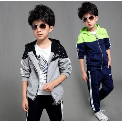 Boys Tracksuit Clothes set Kids Spring/Autumn Hooded Sport Suit Children School Boy Clothing Sets 4 6 8 10 12 14 Years