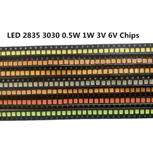 110PCS LED SMD 2835 3030 0.2W 0.5W 1W Chip 3V 6V 9V Yellow Red Blue Green White Lamp Beads Light Emitting Diode Lamp For Blubs