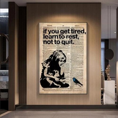 Banksy Inspirational Girl Modular Wall Art Canvas Painting Vintage Picture Prints Poster Home Decoration for Living Room