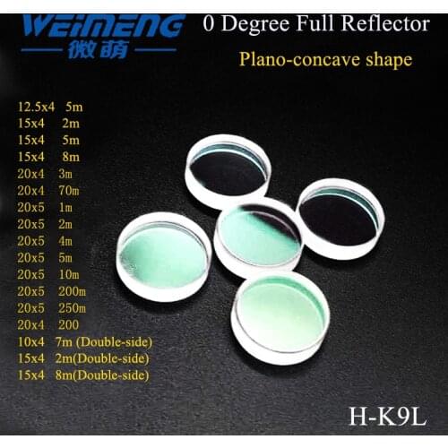 Weimeng laser full reflector lens 0 degree Plano concave shape 1064nmHR H-K9L material for cuting engraving beauty machine