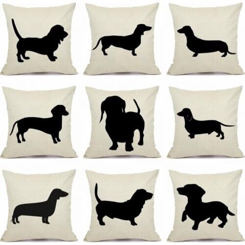 XUNYU Dachshund Pillow Case Sofa Square Decorative Pillow Cover Animal Cushion Cover 45X45cm AC154