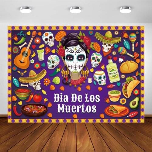Yeele Day of The Dead Backdrop Mexican Sugar Skull Photography Background Dia DE Muertos Dressup Party Fiesta Banner Photo Shoot