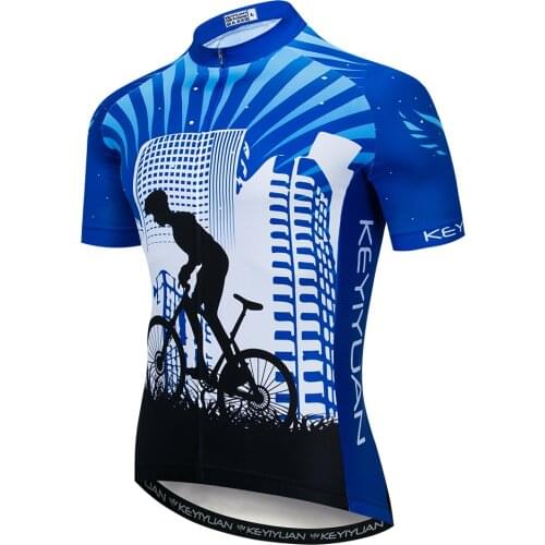 2021 KEYIYUAN Men Cycling Jersey Summer Short Sleeve Bicycle Clothes Sportwear Shirt Moisture Wicking Clothing Racing