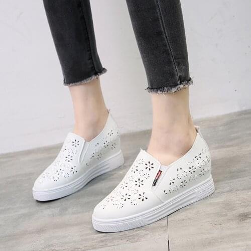 2020 Summer New Women Shoes Woman Flats Hollow Flat Platform Increased Breathable Casual Shoes Female Slip on Students Sneakers