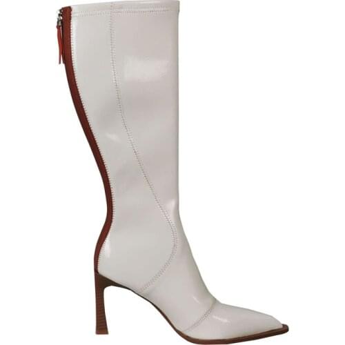 New Knee-High Boots Women Back Zipper Knight Boots Sexy Pointed Toed Winter Shoes Women Stiletto High Heels botas de mujer