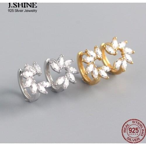 JShine S925 Sterling Silver Horse Eye Zircon Wreath Small Hoop Earrings Silver 925 Round Earlobe Buckle Wedding Fine Jewelry