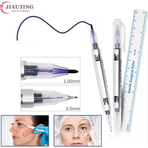 1 Set Surgical Eyebrow Skin Tattoo Marker Pen Tool Accessories With Measuring Ruler
