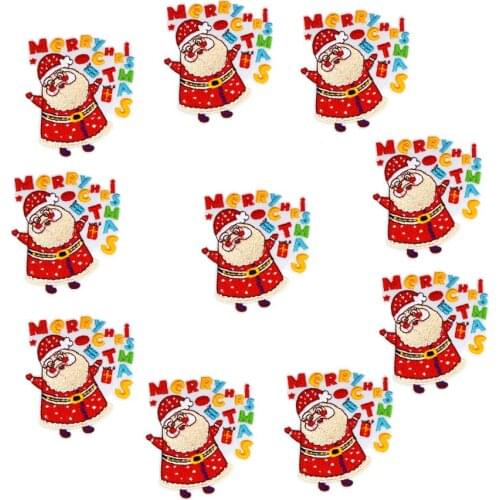 10PCS Merry Christmas Embroidery Patches for Clothing Shoes Iron on Transfer Applique Patch for Clothes Sew on Embroidery Badge