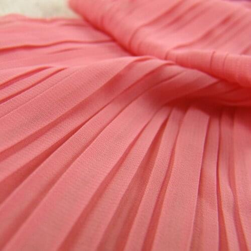 2 meters 150cm 59" width watermelon red crumple accordion pleated chiffon fabric wedding dress skirt materials MM126 150cm