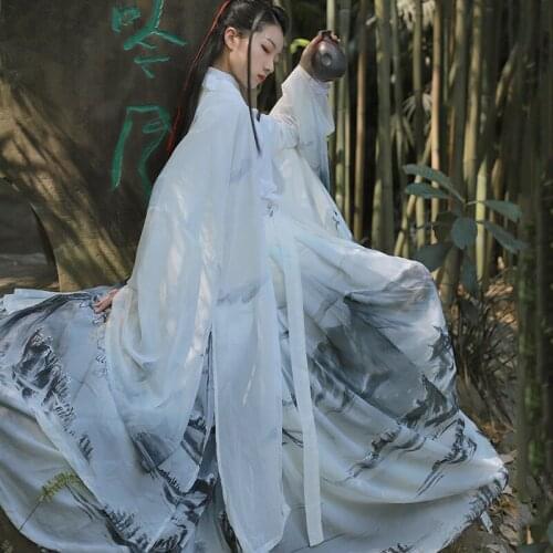 Adult Men Women Ancient Chinese National Costumes Hanfu Festival Stage Performance Folk Dance Dress Embroidery Outfit SL3860