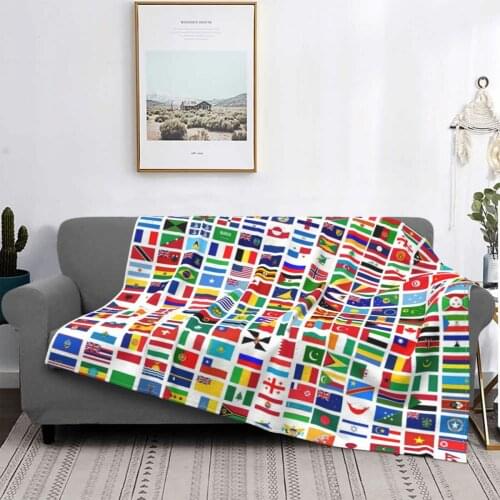 Flag Of The World Blankets Flannel Summer Travel Globetrotting Portable Lightweight Throw Blankets for Bed Bedroom Bedspreads
