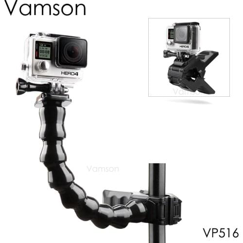Vamson for Go Pro Accessories Jaws Flex Clamp Mount Adjustable Neck For GoPro Hero 7 6 5 4 for DJI OSMO for Xiaomi yi 2 4k VP516