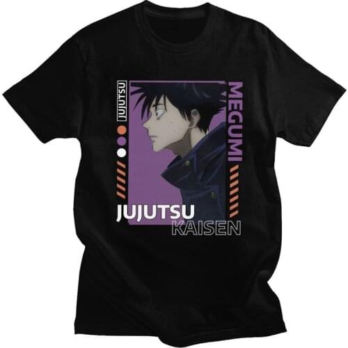 Jujutsu Kaisen Megumi Fushiguro T Shirt Men Short Sleeve Pure Cotton T-shirt Casual Japan Anime Manga Tee Tops Fashion Tshirt