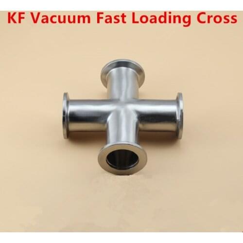 KF16/25/40/50 Vacuum Four Equal Diameters Tube Quick-fit Stainless Steel 304 Vacuum Equal Four-Way Cross Joint Tube Pipe Fitting