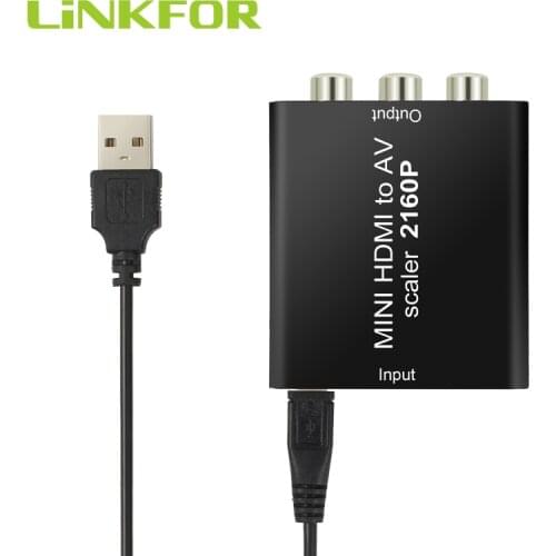LiNKFOR HDMI to CVBS Converter Support 4Kx2K HDMI to CVBS AV Adapter support NTSC and PAL With USB Power Cable For Power