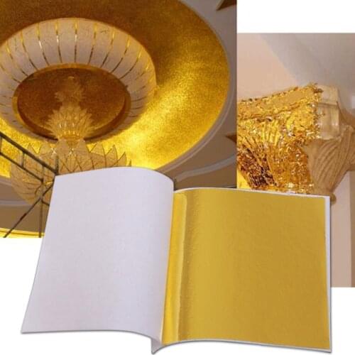 100pcs Gold Leaf Sheets Art Craft foil Papers leaf leaves for Cake Decoration DIY Craft Gold Foil Gilding Decotative Paper 8*cm