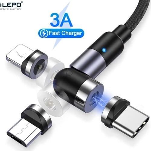 ILEPO 2M 540 Degree Rotate USB C Cable Fast Charging Magnetic Micro USB Cable Type C Magnet Cord Wire For iPhone Samsung HUAWEI