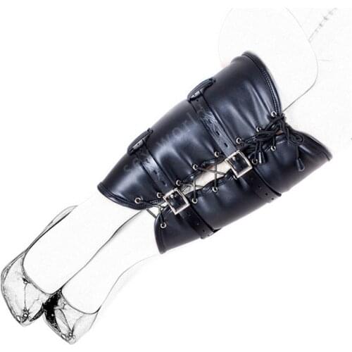 Black Soft PU Leather Ankle/ Calf Cuffs , Calf/Leg Binder Bondage Restraint Sex Toys , Adults Sex Products For Women