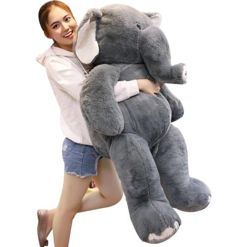 Cute Cartoon Long Nose Elephant Plush Toy Jumbo Soft Animal Elephant Doll Hugging Pillows Christmas Gift Deco 75cm 100cm 130cm