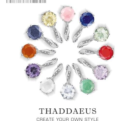 Fashion European Silver Birth Stone Pendant Charm Fit Bracelet Bag Necklacet Trendy 925 Sterling Silver Gift For Europe Women