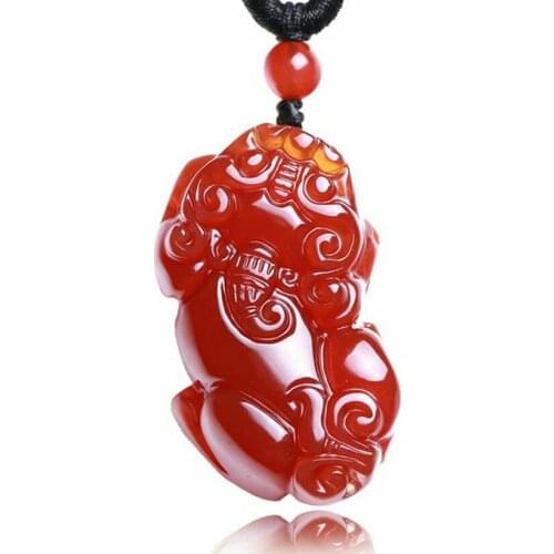 Natural red agate pendant amulet charm Pi yao