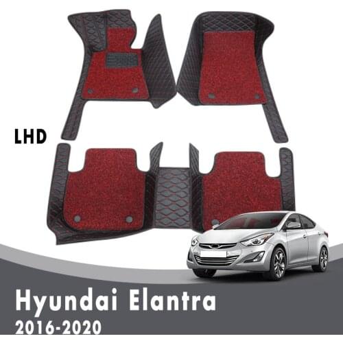 Luxury Double Layer Wire Loop Car Floor Mats For Hyundai Elantra 2020 2019 2018 2017 2016 Interior Waterproof Decoration Carpets