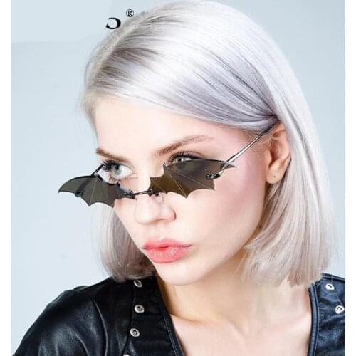 2020 bat shape sunglasses women brand designer unique red brown green sliver cat eye small sun glasses oculos de sol feminino