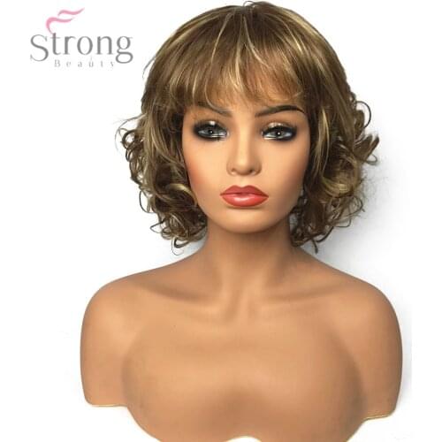 StrongBeauty Women Synthetic Wig Capless Short Curly Hair Blonde/ Auburn Natural Wigs
