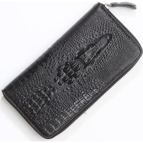 New Retro handbag mens leather handbag crocodile pattern head layer leather handbag fashion fashion large capacity Wallet
