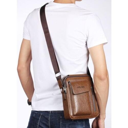 Mens Shoulder Bag PU Leather Capacity Handbag For Men Casual Shoulder Bags Vintage High Quality Male Bag Men Shoulder Bags