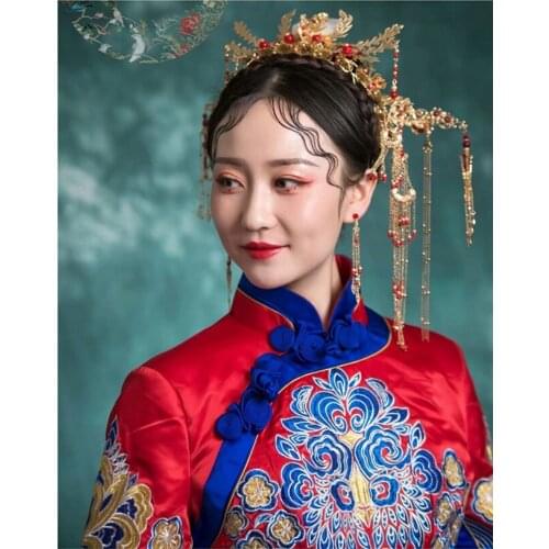 Bridal Jewelry Sets Chinese Wedding jewelry Red Phoenix coronet Women