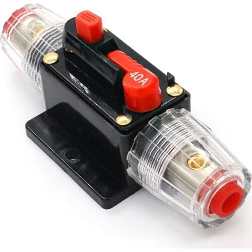 Car Truck Audio Amplifier Refit Circuit Breaker Fuse Holder Adapter with Manual Reset Button 12V 24V AGU Style 40A 80A 100A