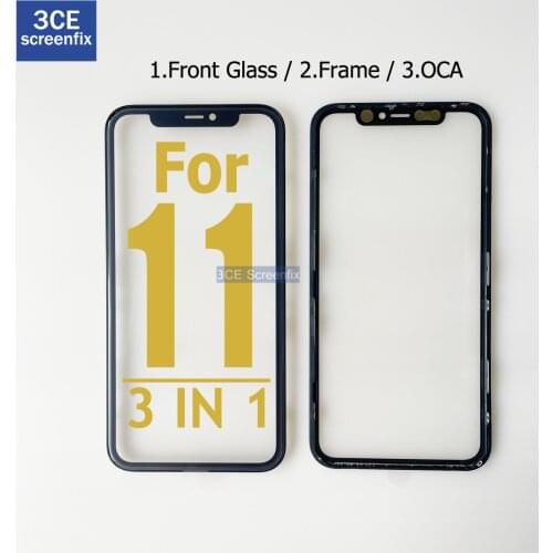 Top Quality Front Outer Glass Middle Frame Bezel Laminate OCA For iPhone XR 11 3 in 1 2 in 1 Front Glass Frame OCA