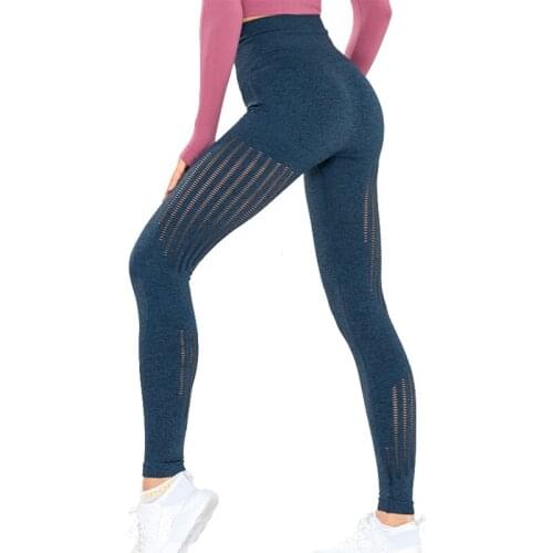 SALSPOR Sexy Leggings Women Casual Hip High Waist Belly Fitness Pants Knitted Seamless Quick-drying Breathable Training Leggings