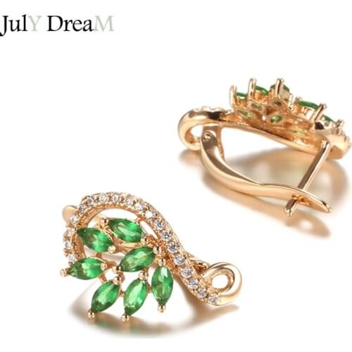 585 Rose Gold Green Zircon Cat Paw Earrings Hollow Natural Metal Hearts And Arrows Zircon Fashion Fine Party Earrings for Women