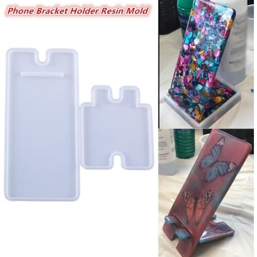 1 Set Cellphone Bracket Holder Crystal Epoxy Resin Mold Handmade Mobile Phone Stand Silicone Mould DIY Crafts Making Tool
