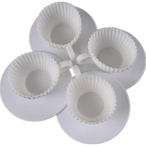 1 Set Of 4pcs Silicone Cupcake Cups + 4pcs Saucers Muffin Baking Cake Tea Teacup Mold D783