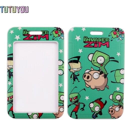 1pcs PC2928 Alien And Pig Cartoon Lanyard Card Holder Student Hanging Neck Mobile Phone Lanyard Badge Subway Access Card Holder