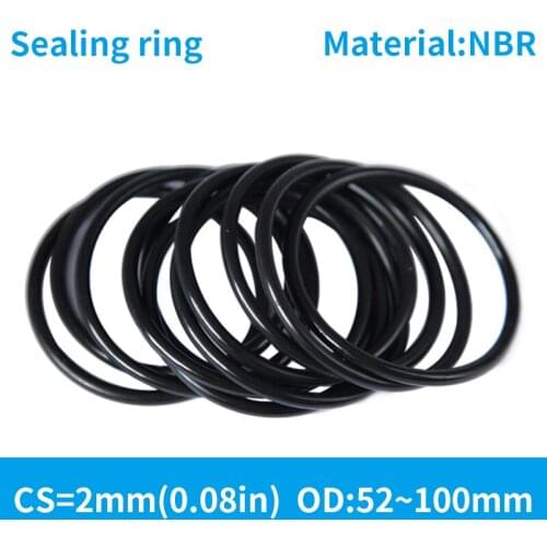 10PC/lot Rubber Ring NBR Sealing O Ring OD52/54/55/56/60/62/65/70/75/80/85/90/92/95/100*2mm O-Ring Seal Gasket Oil Ring Washer