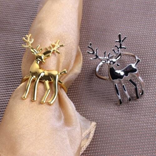 10pcs/lot High-grade exquisite gold and silver deer meal buckle model room restaurant hotel western sika deer napkin ring