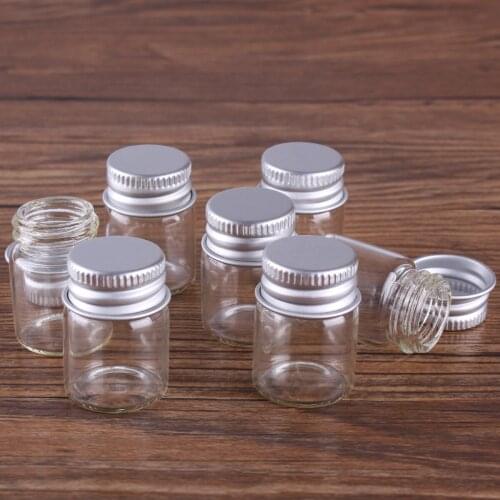 100pcs 5ml Size 22*30mm Transparent Glass Perfume Spice Bottles Tiny Jars Vials With Silver Screw Cap DIY Craft