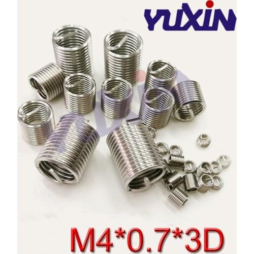 100pcs M4*0.7*3D Wire Thread Insert Stainless Steel 304 Wire Screw Sleeve, M4 Screw Bushing Helicoil Wire Thread Repair Inserts