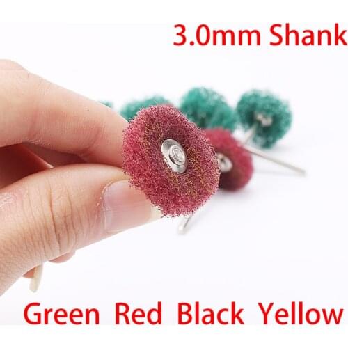 2PCS/Lot 3MM Shank Mini Brush Scouring Pad Abrasive Wheel Nylon Fiber Grinding Sanding Head Buffing Polishing Burnish Die
