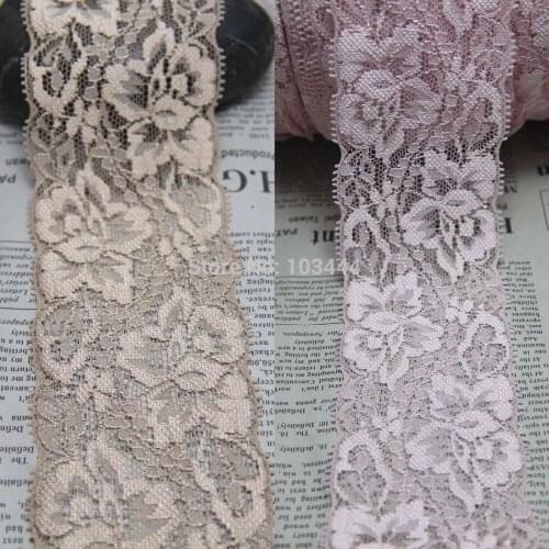 20 Yards/lot 60/63mm Width Pink/brown Elastic Stretch Lace Trim Headband/garment/clothes Elastic Lace