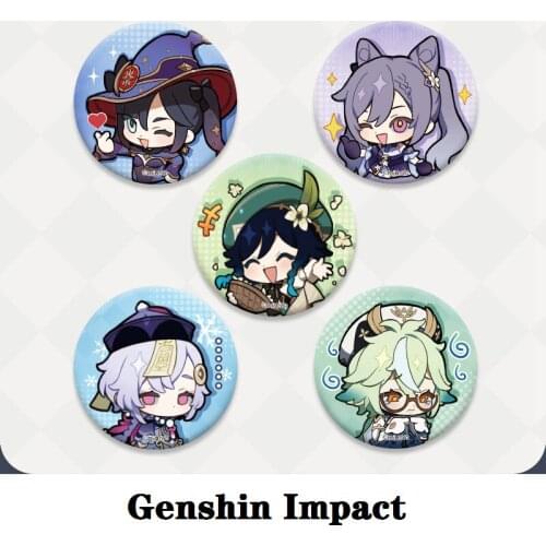 2021 Official New Product Game Genshin Impact Cosplay Badge Anime Cartoon Accessories Tinplate Jewelry Project Kids Gift Toys