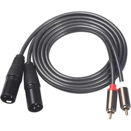 2RCA Male to 2 XLR Male Audio Cable Cord Aluminum Alloy Shell Zinc Alloy Canon Head for Amplifier Mixer Home Theater System