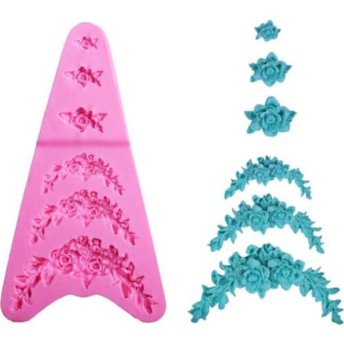 3D Little Flower Silicone Mold Sugar Paste DIY Fondant Cake Decor Tool Wedding cake Fence border Mold Chocolate gumpaste mold