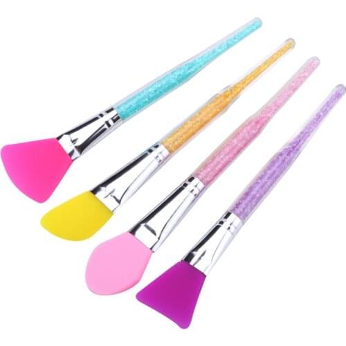 4 Colors DIY Facial Mask Brush Silicone Stirring Soft Head Brush Mude Mixing Spatulas Acrylic Handle Cosmetic Tools Maquiagem