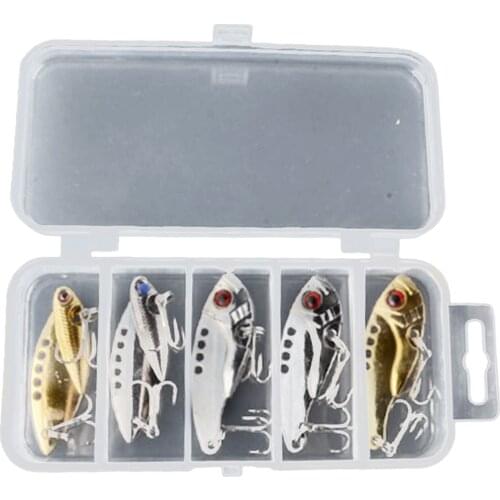Hot 5pcs 54mm Metal VIB Crank Baits Fishing Lures with 3D Eyes Full Swim layer Bait for Bass Fishing Freshwater Saltwater