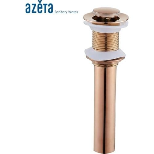 Azeta Free Shipping Rose Gold Brass Bathroom Basin Flip Pop Up Waste Drainer Without Overflow Hole Or Overflow Hole MK1177RG